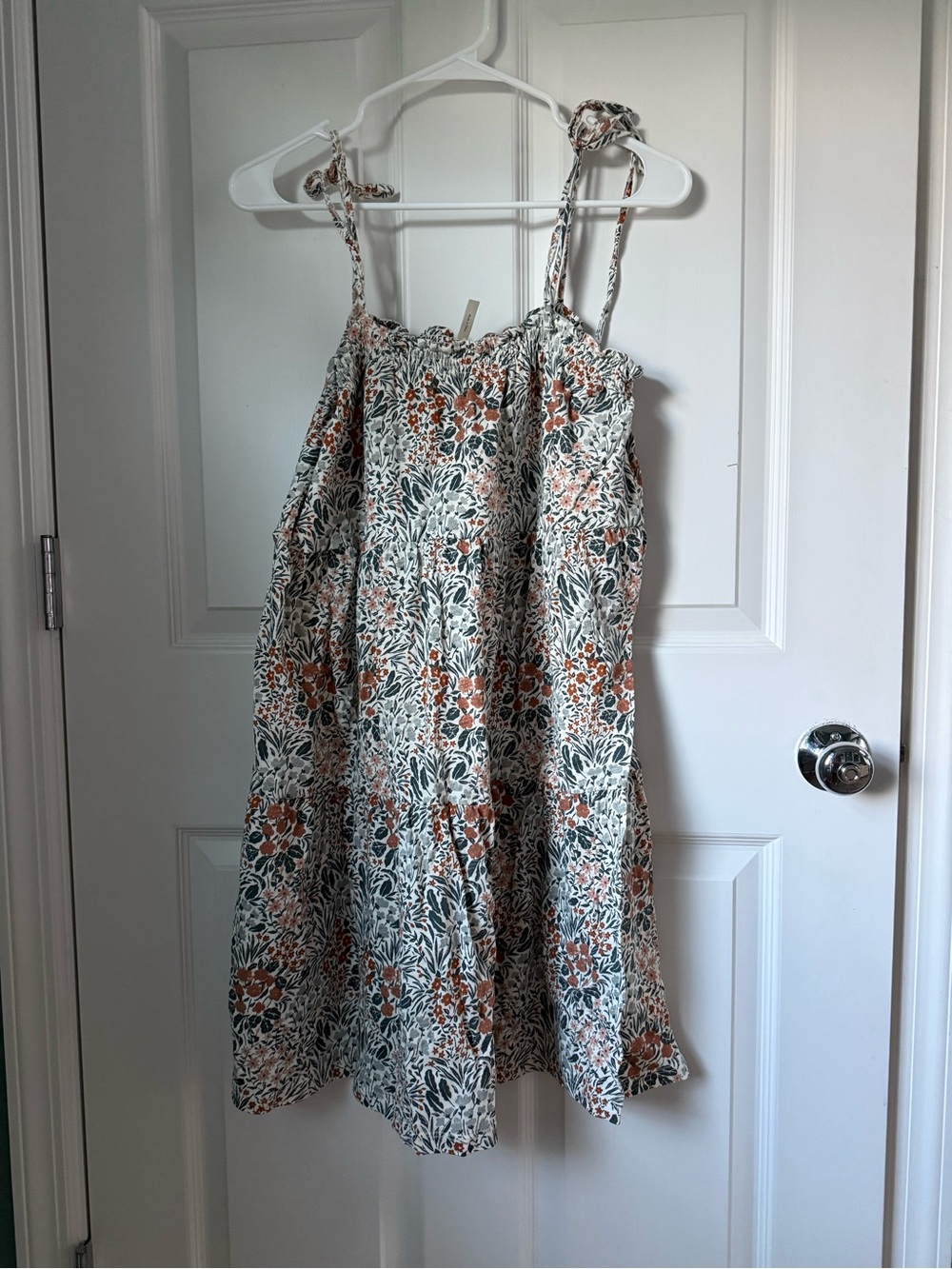 Rylee + Cru Floral Smocked Top Dress in Cream, Green & Rust
